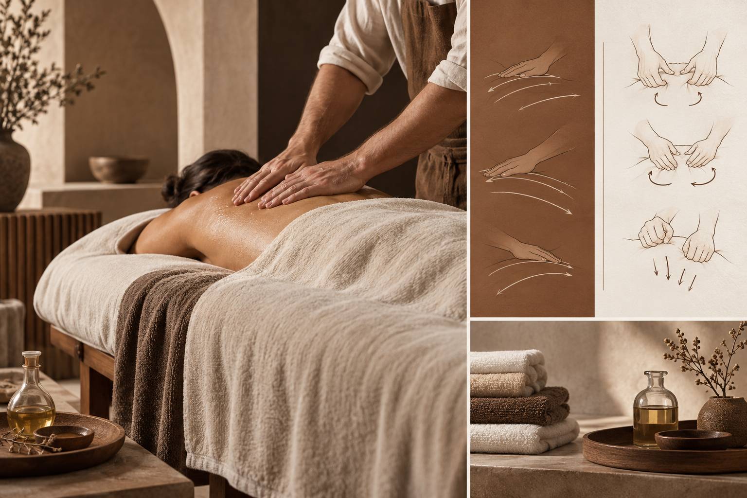 Illustration éditoriale du sujet : Massage californien ou suédois : ce qui change sous les mains