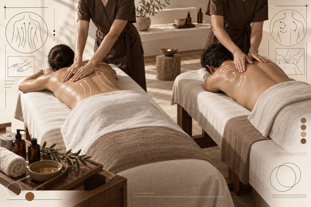 Illustration éditoriale du sujet : Massage californien ou suédois : ce qui change sous les mains