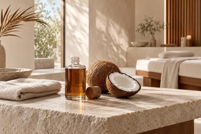 Massage à l&rsquo;huile de coco : texture, tenue et limites