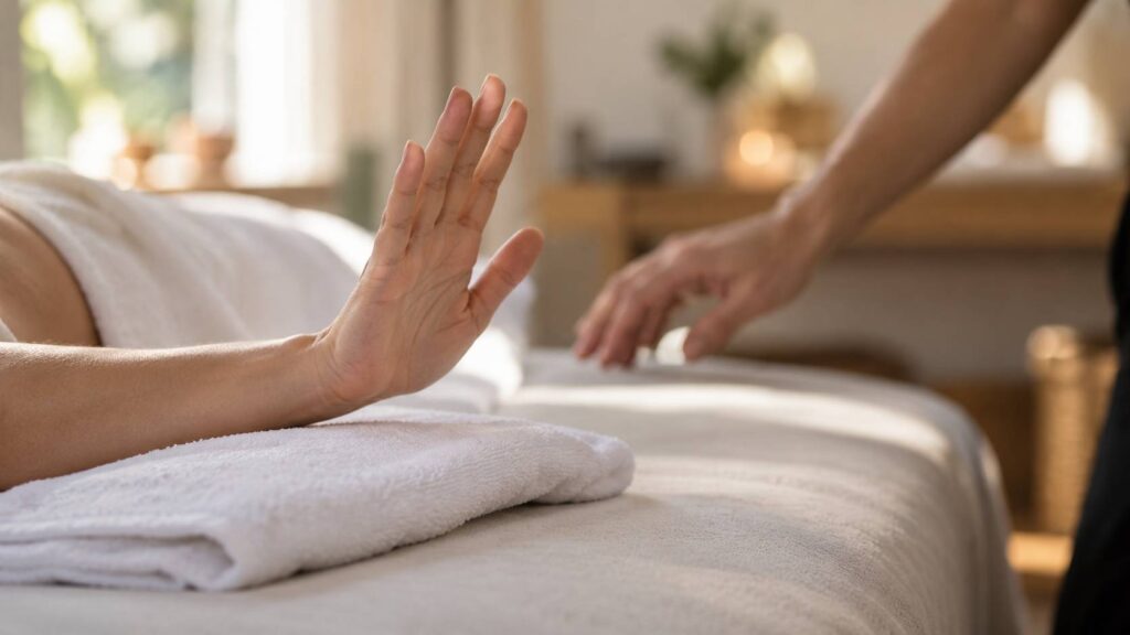 Plan de détail illustrant le sujet de l'article : Interrompre un massage en cours : comment le faire simplement