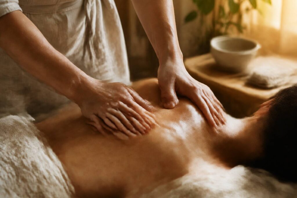 Illustration de détail sur le sujet : Parler ou se taire pendant un massage : ce qui est attendu