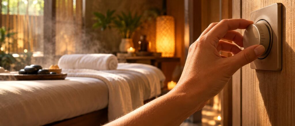 Plan de détail illustrant le sujet de l'article : Température d’une cabine de massage : pourquoi elle est si haute